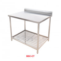 Bàn Sơ Chế Inox Chân Tròn có gáy