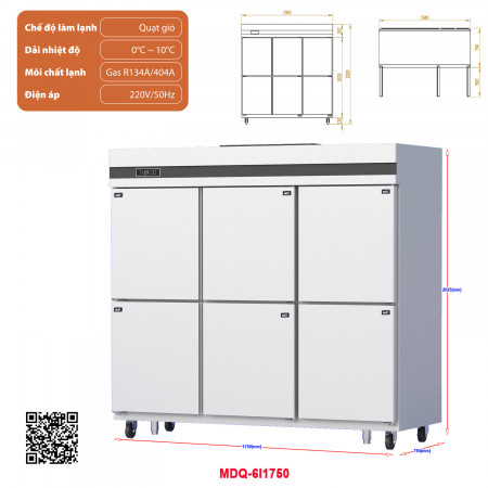 Tủ mát đứng 6 cánh quạt gió MDQ-6I1750