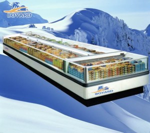 Một mẫu tủ đông trưng bày thực phẩm đông lạnh dành cho siêu thị