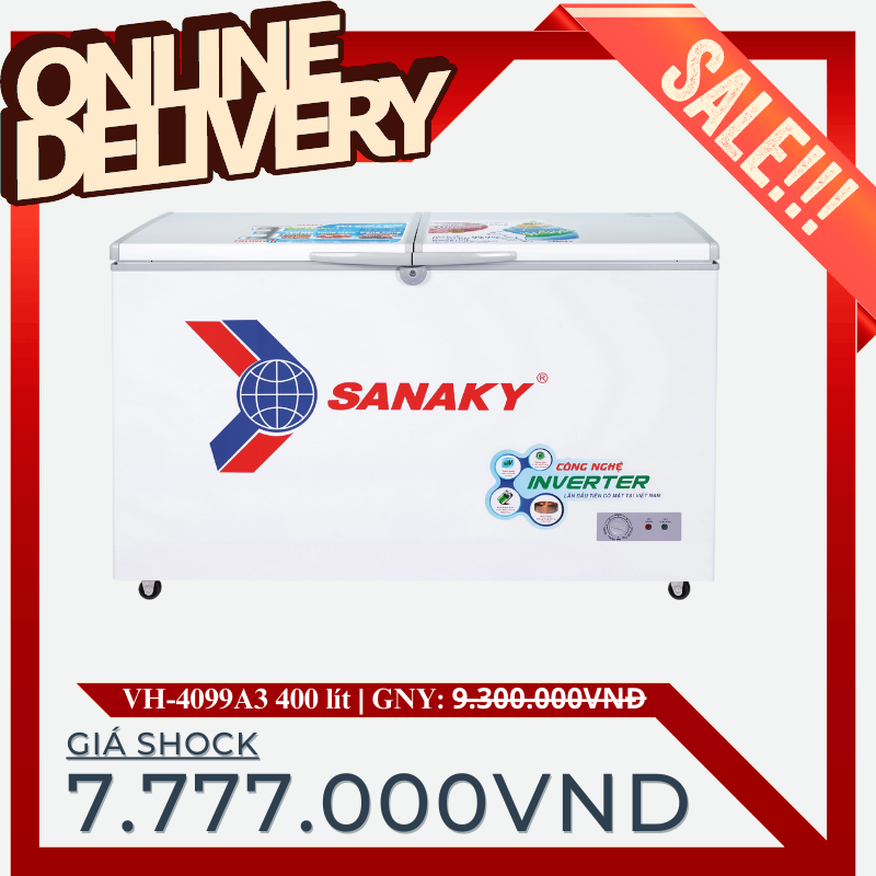 Ưu đãi SALE giá Tủ đông Sanaky VH-4099A3 dung tích 400 lít
