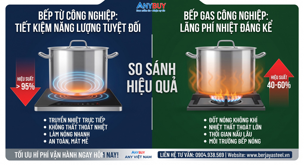 Giải Pháp Tối Ưu Chi Phí: Bếp Từ Công Nghiệp Thay Thế Bếp Gas
