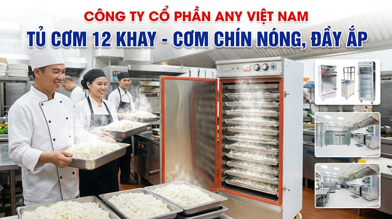 Tủ Cơm 12 Khay - Cơm Chín Nóng, Đầy Ắp